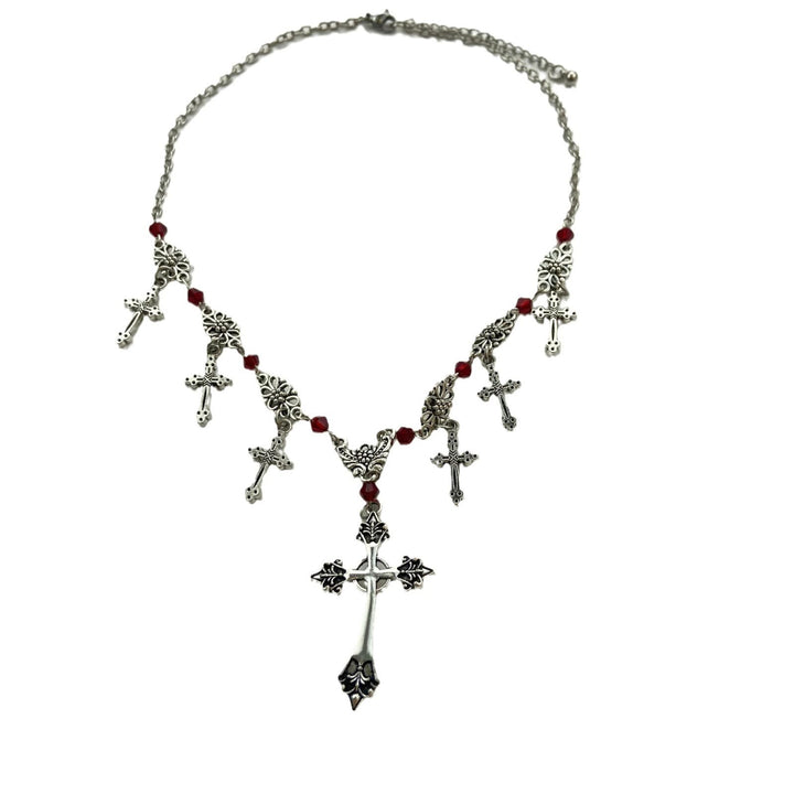 Christianartworkshop Collier croix en perles écarlates style moderne, foi divine - image 7