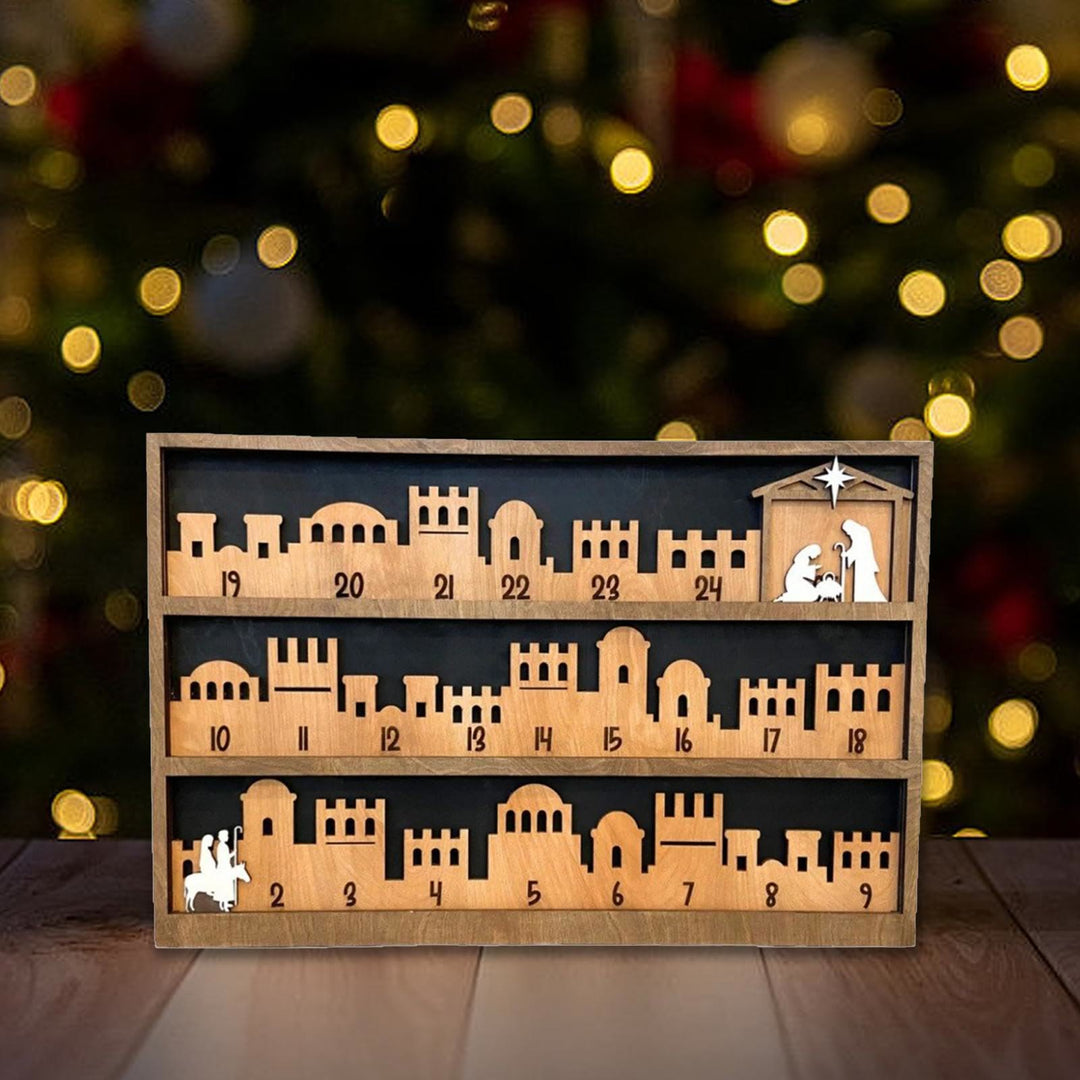 Christianartworkshop Calendrier de l'Avent de style classique, thème « Voyage à Bethléem », décoration de bureau avec crèche - Crèche - image 0