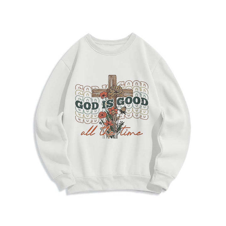 Sweat-shirt en polyester doublé polaire « Dieu est bon en tout temps », style classique coloré, Christianartworkshop - Blanc - 2XL - image 0