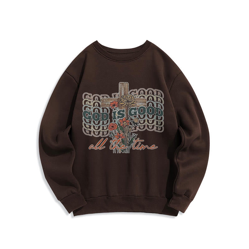 Sweat-shirt en polyester doublé polaire « Dieu est bon en tout temps », style classique coloré, Christianartworkshop - Brun - 2XL - image 9