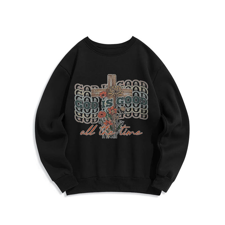 Sweat-shirt en polyester doublé polaire « Dieu est bon en tout temps », style classique coloré, Christianartworkshop - Noir - 2XL - image 5