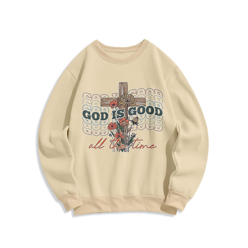 Sweat-shirt en polyester doublé polaire « Dieu est bon en tout temps », style classique coloré, Christianartworkshop - Beige - 2XL - image 7
