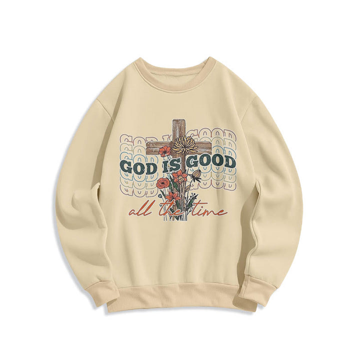 Sweat-shirt en polyester doublé polaire « Dieu est bon en tout temps », style classique coloré, Christianartworkshop - Beige - 2XL - image 7