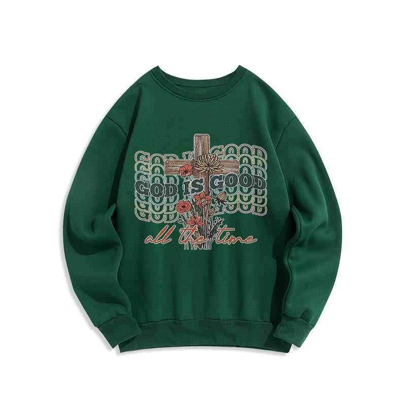 Sweat-shirt en polyester doublé polaire « Dieu est bon en tout temps », style classique coloré, Christianartworkshop - Vert - 2XL - image 11