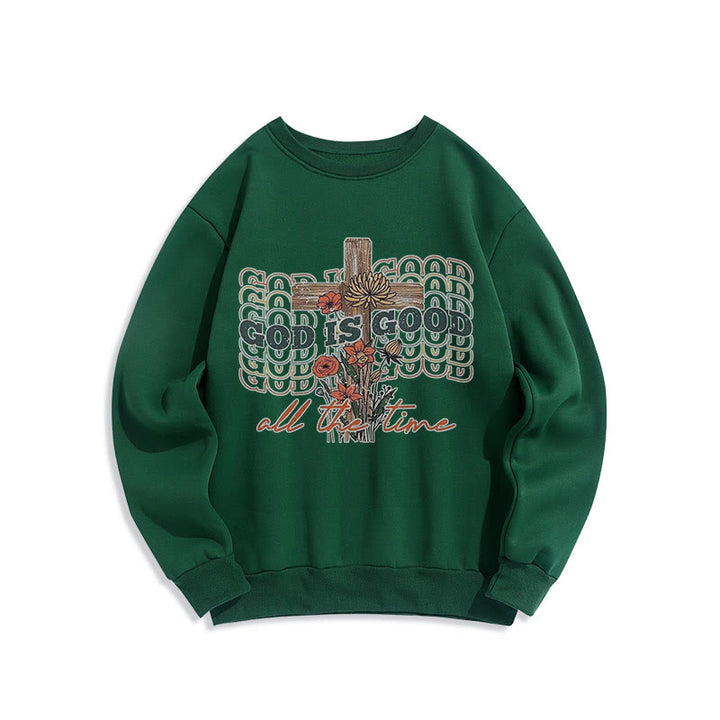 Sweat-shirt en polyester doublé polaire « Dieu est bon en tout temps », style classique coloré, Christianartworkshop - Vert - 2XL - image 11