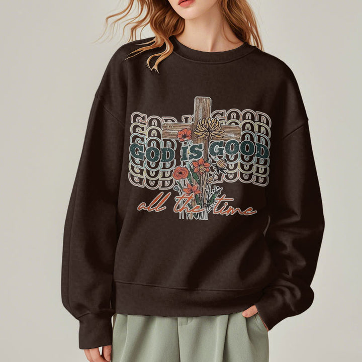 Sweat-shirt en polyester doublé polaire « Dieu est bon en tout temps », style classique coloré, Christianartworkshop - image 10