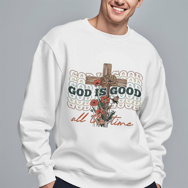 Sweat-shirt en polyester doublé polaire « Dieu est bon en tout temps », style classique coloré, Christianartworkshop - image 3