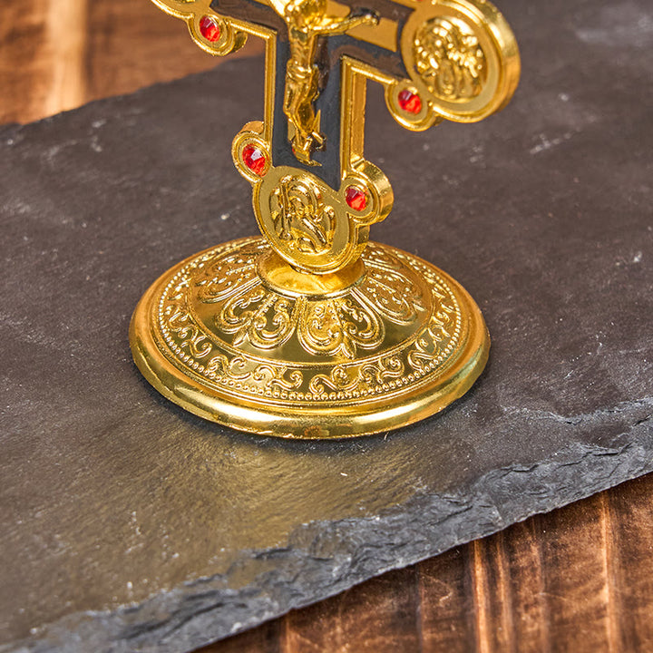 Christianartworkshop Statue de croix de style rétro classique à l'éclat divin, ornement de bureau - image 9