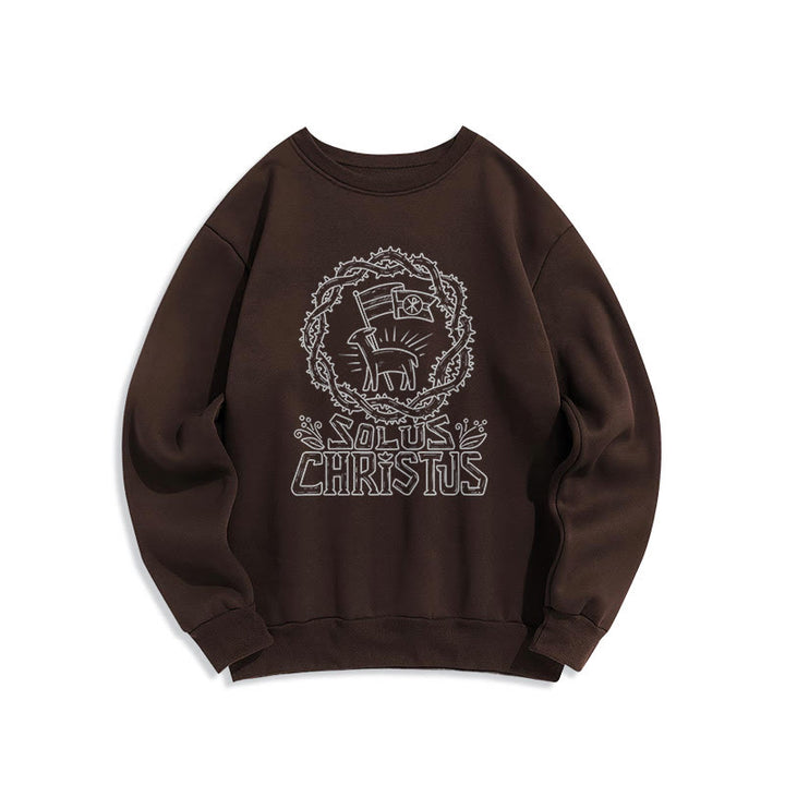 Sweat-shirt en polyester doublé polaire Solus Christus Lamb, style moderne, Christianartworkshop - Brun - 2XL - image 10