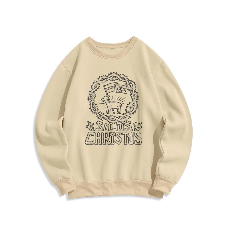 Sweat-shirt en polyester doublé polaire Solus Christus Lamb, style moderne, Christianartworkshop - Beige - 2XL - image 8