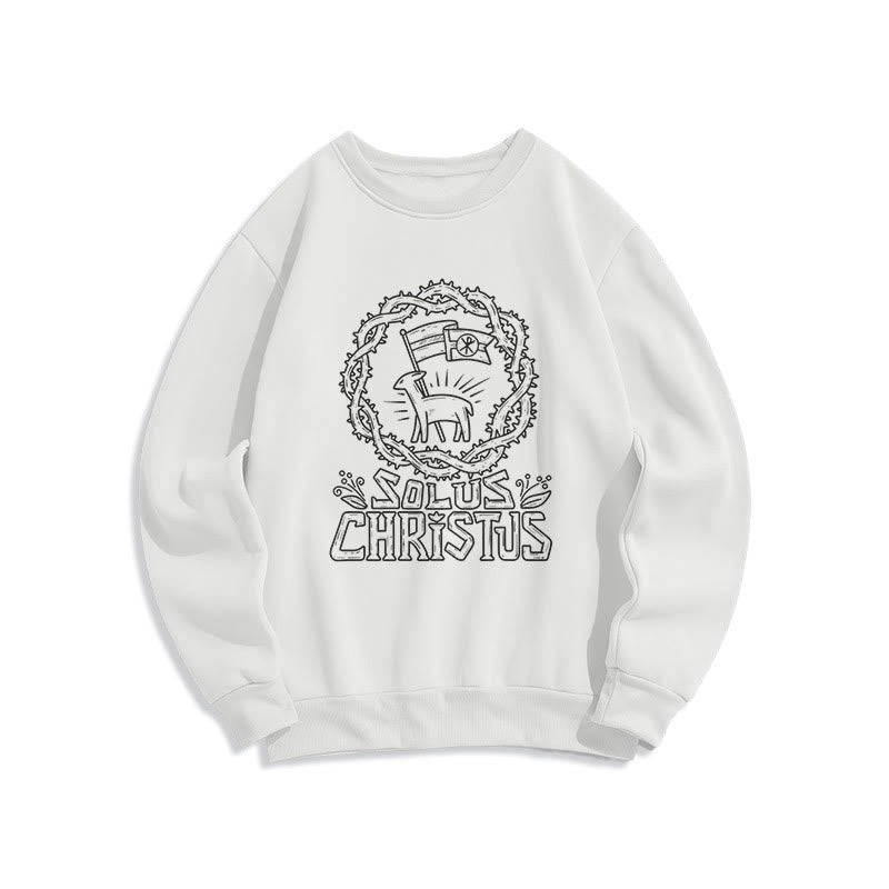 Sweat-shirt en polyester doublé polaire Solus Christus Lamb, style moderne, Christianartworkshop - Blanc - 2XL - image 0