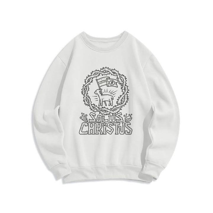 Sweat-shirt en polyester doublé polaire Solus Christus Lamb, style moderne, Christianartworkshop - Blanc - 2XL - image 0