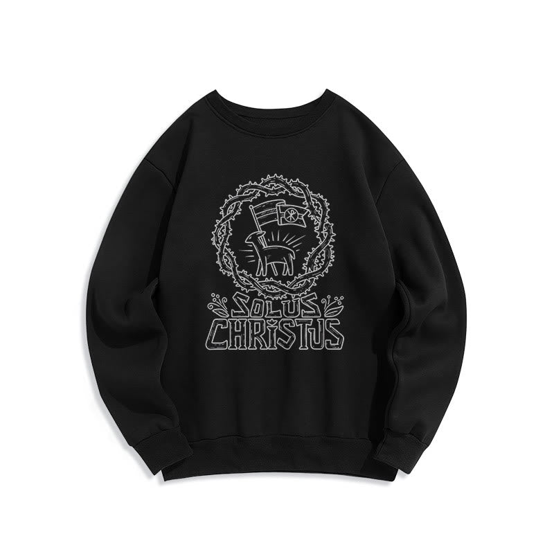 Sweat-shirt en polyester doublé polaire Solus Christus Lamb, style moderne, Christianartworkshop - Noir - 2XL - image 6