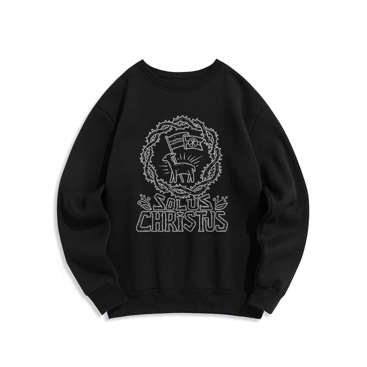 Sweat-shirt en polyester doublé polaire Solus Christus Lamb, style moderne, Christianartworkshop - Noir - 2XL - image 6
