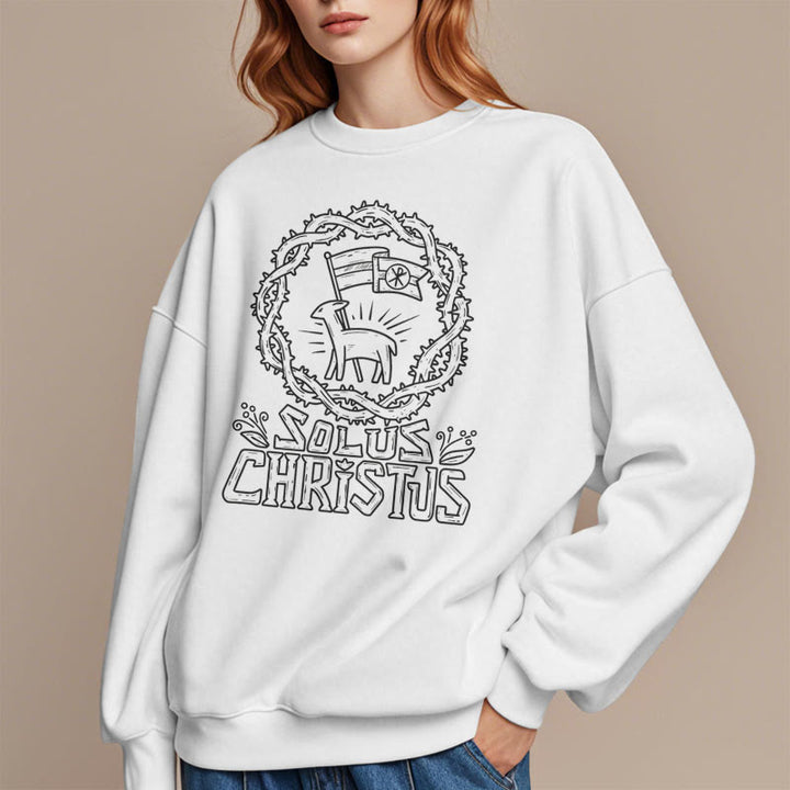Sweat-shirt en polyester doublé polaire Solus Christus Lamb, style moderne, Christianartworkshop - image 4
