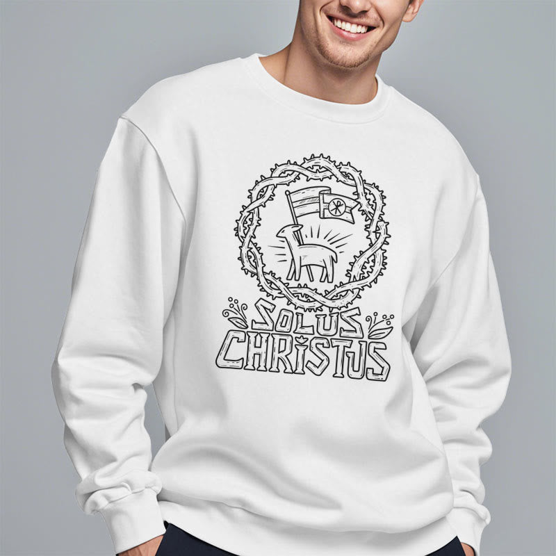 Sweat-shirt en polyester doublé polaire Solus Christus Lamb, style moderne, Christianartworkshop - image 5
