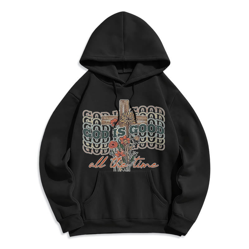 Sweat à capuche en polyester doublé polaire style classique coloré « Dieu est bon en tout temps » de Christianartworkshop - Noir - 2XL - image 6