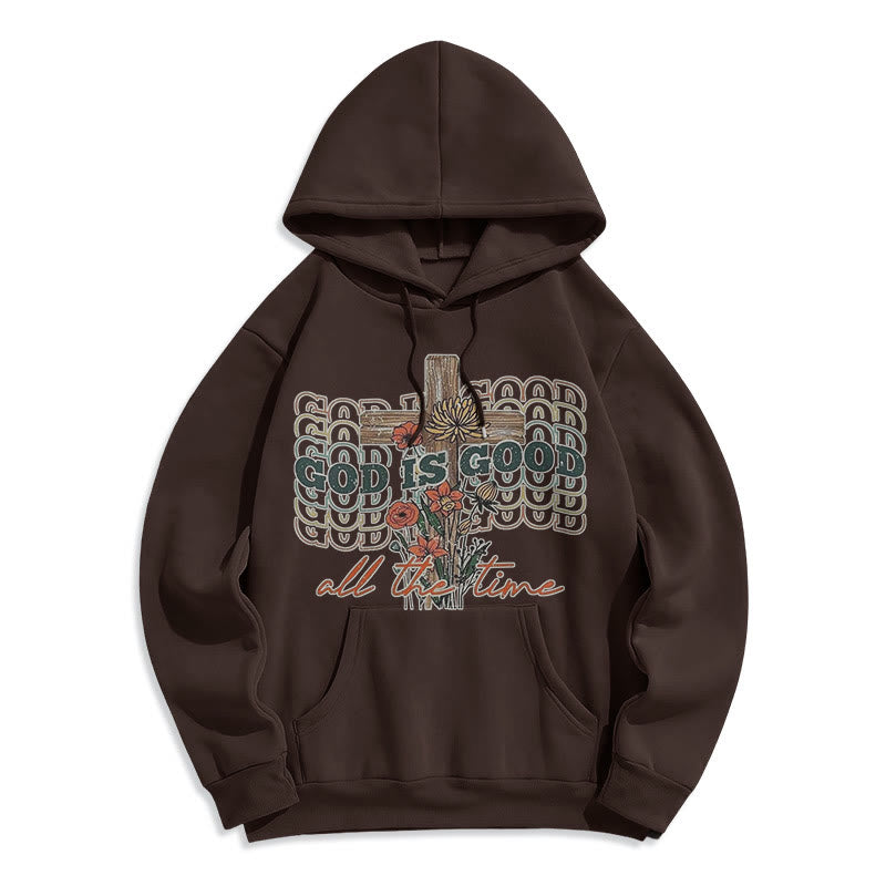 Sweat à capuche en polyester doublé polaire style classique coloré « Dieu est bon en tout temps » de Christianartworkshop - Brun - 2XL - image 12