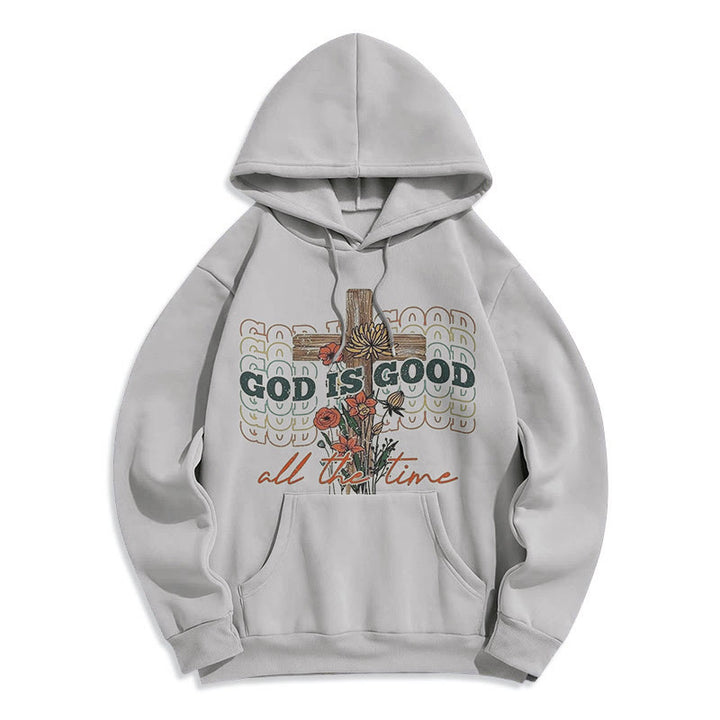 Sweat à capuche en polyester doublé polaire style classique coloré « Dieu est bon en tout temps » de Christianartworkshop - Gris - 2XL - image 16