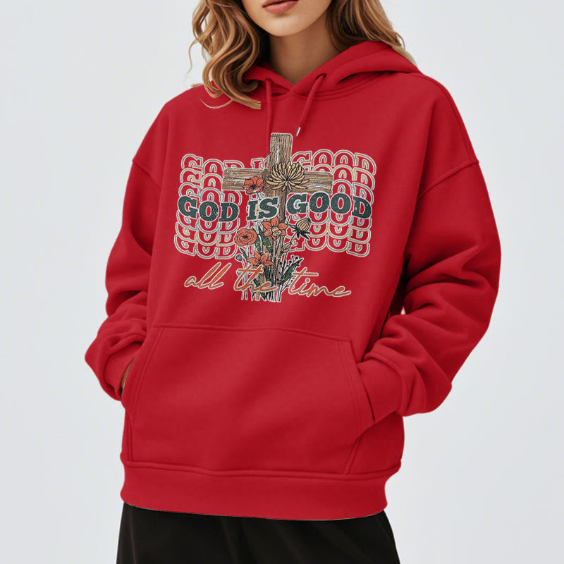 Sweat à capuche en polyester doublé polaire style classique coloré « Dieu est bon en tout temps » de Christianartworkshop - image 19