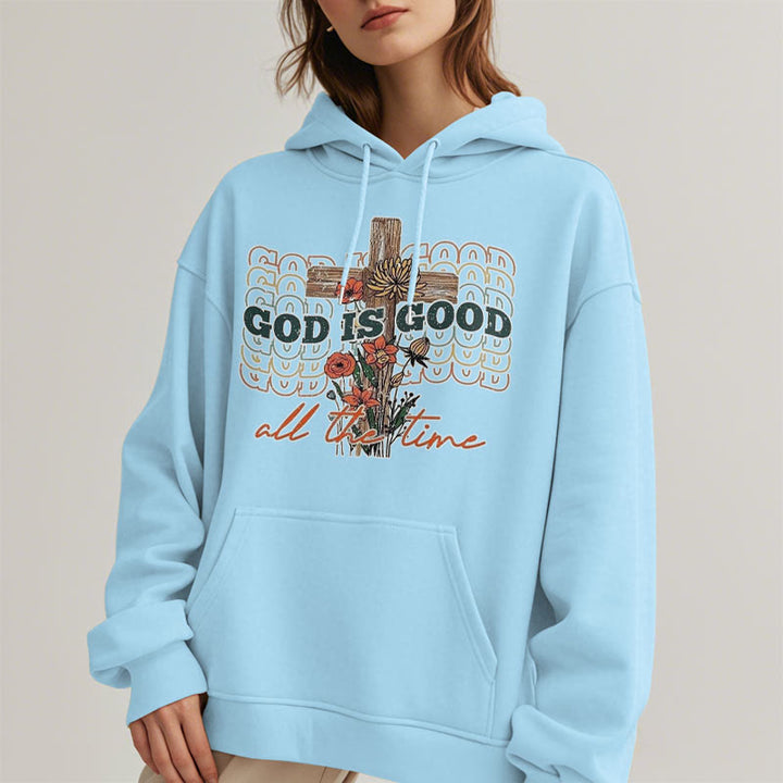 Sweat à capuche en polyester doublé polaire style classique coloré « Dieu est bon en tout temps » de Christianartworkshop - image 4