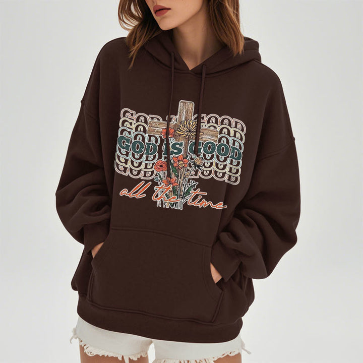 Sweat à capuche en polyester doublé polaire style classique coloré « Dieu est bon en tout temps » de Christianartworkshop - image 13