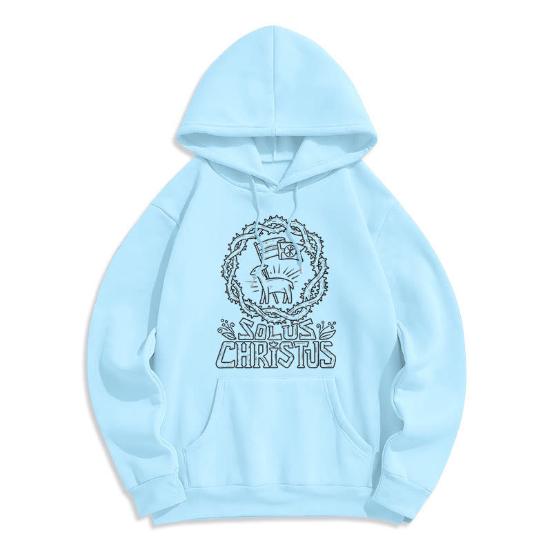 Christianartworkshop Sweat à capuche Solus Christus Lamb en polaire doublée polyester style moderne - Bleu - 2XL - image 13