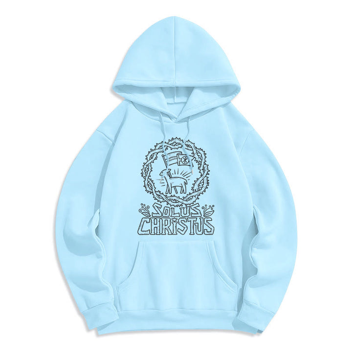Christianartworkshop Sweat à capuche Solus Christus Lamb en polaire doublée polyester style moderne - Bleu - 2XL - image 13