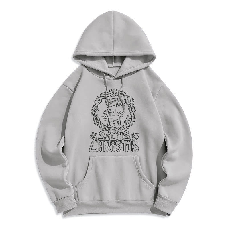 Christianartworkshop Sweat à capuche Solus Christus Lamb en polaire doublée polyester style moderne - Gris - 2XL - image 15