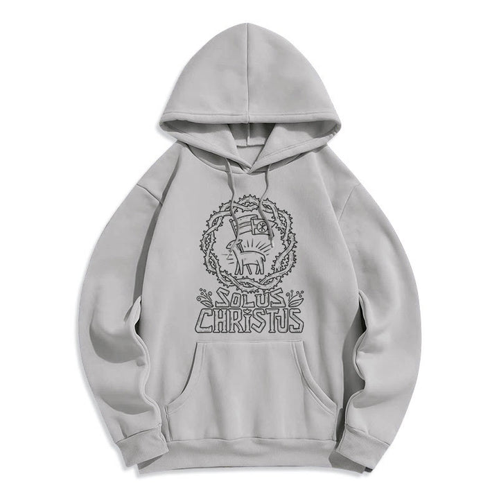 Christianartworkshop Sweat à capuche Solus Christus Lamb en polaire doublée polyester style moderne - Gris - 2XL - image 15