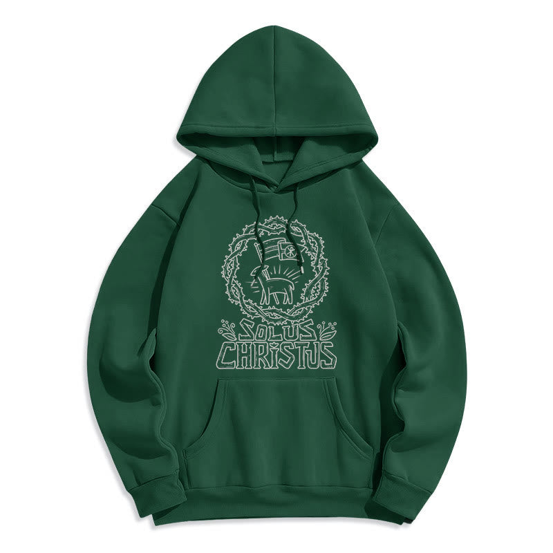 Christianartworkshop Sweat à capuche Solus Christus Lamb en polaire doublée polyester style moderne - Vert - 2XL - image 11