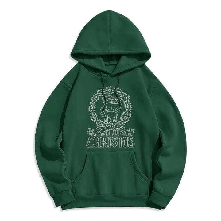 Christianartworkshop Sweat à capuche Solus Christus Lamb en polaire doublée polyester style moderne - Vert - 2XL - image 11