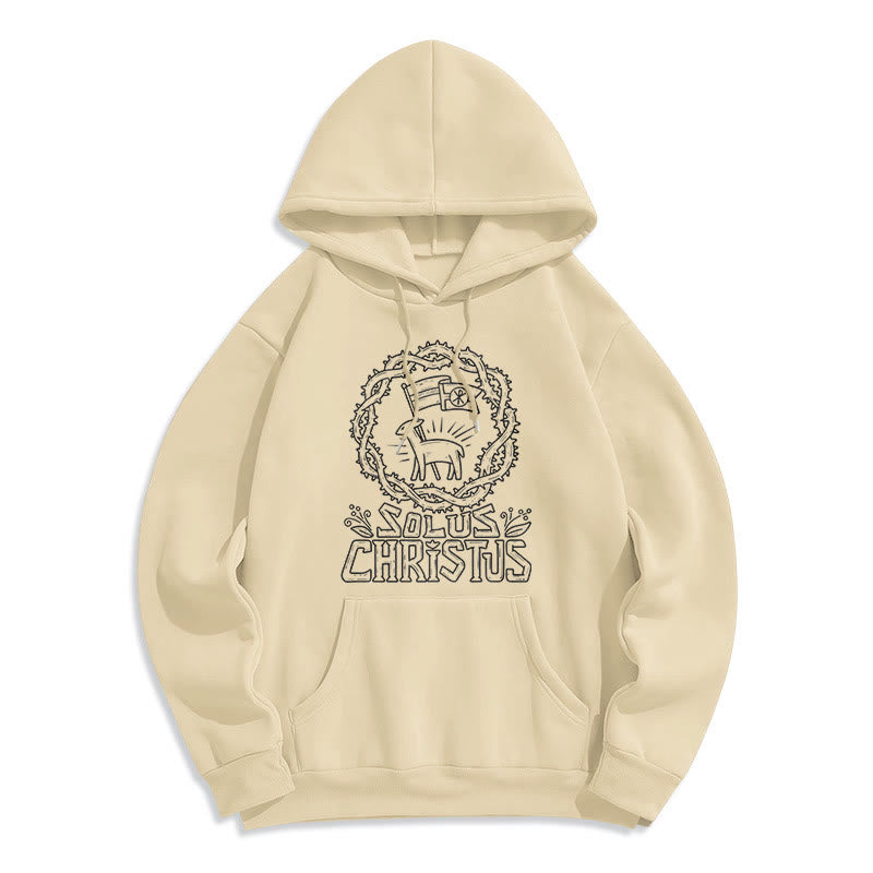 Christianartworkshop Sweat à capuche Solus Christus Lamb en polaire doublée polyester style moderne - Beige - 2XL - image 7