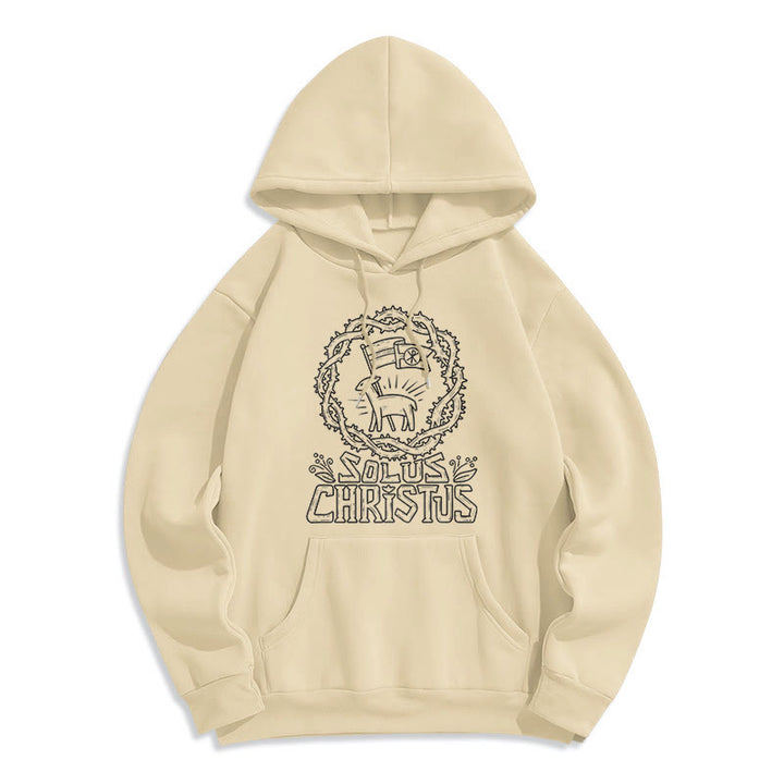Christianartworkshop Sweat à capuche Solus Christus Lamb en polaire doublée polyester style moderne - Beige - 2XL - image 7