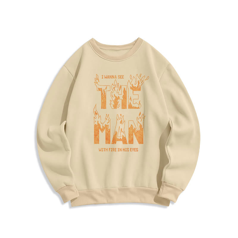 Sweat-shirt en polyester doublé polaire « L'homme aux yeux de feu » de Christianartworkshop - Beige - 2XL - image 10