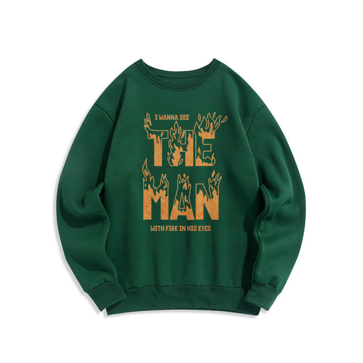 Sweat-shirt en polyester doublé polaire « L'homme aux yeux de feu » de Christianartworkshop - Vert - 2XL - image 14