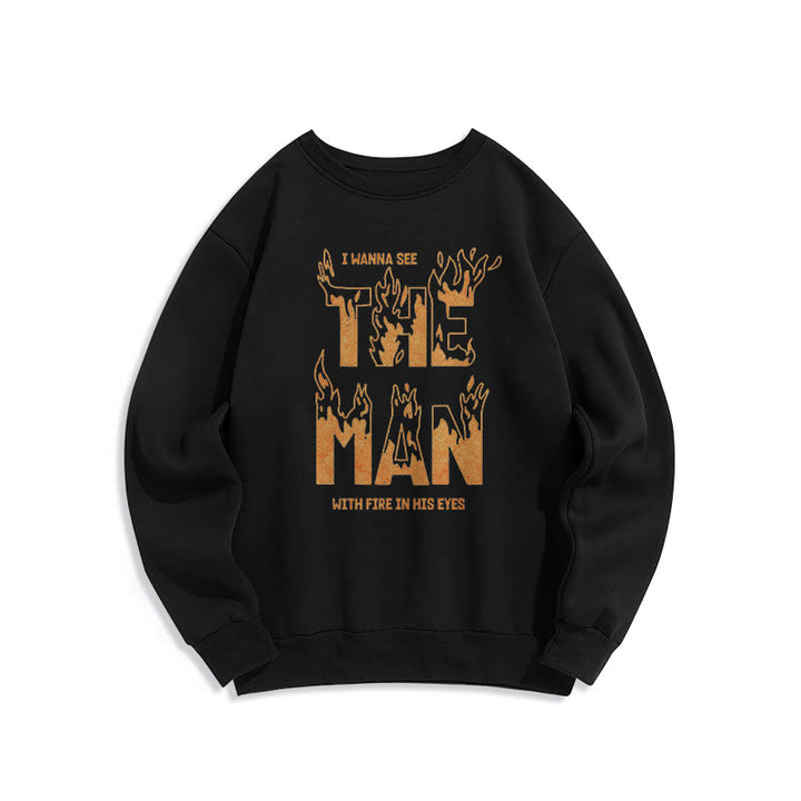 Sweat-shirt en polyester doublé polaire « L'homme aux yeux de feu » de Christianartworkshop - Noir - 2XL - image 6