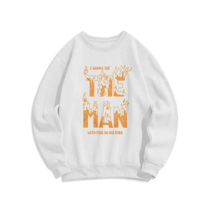 Sweat-shirt en polyester doublé polaire « L'homme aux yeux de feu » de Christianartworkshop - Blanc - 2XL - image 8