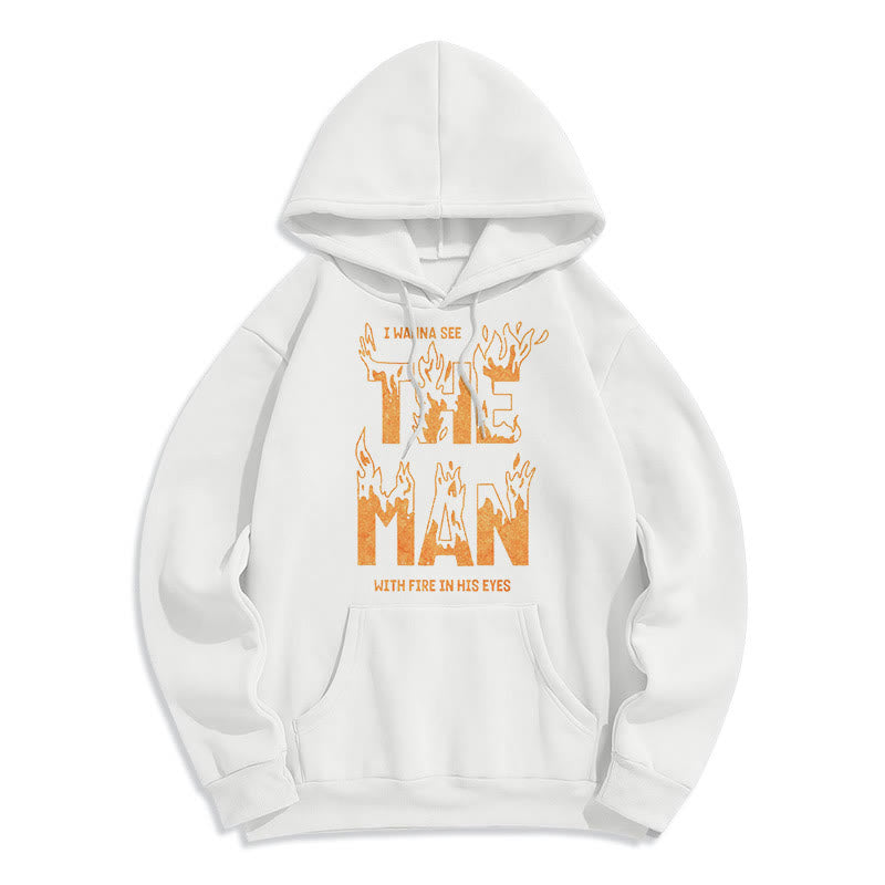 Christianartworkshop Sweat à capuche en polyester doublé polaire « L'homme aux yeux de feu » (style citation) - Blanc - 2XL - image 8