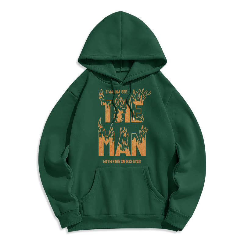 Christianartworkshop Sweat à capuche en polyester doublé polaire « L'homme aux yeux de feu » (style citation) - Vert - 2XL - image 14