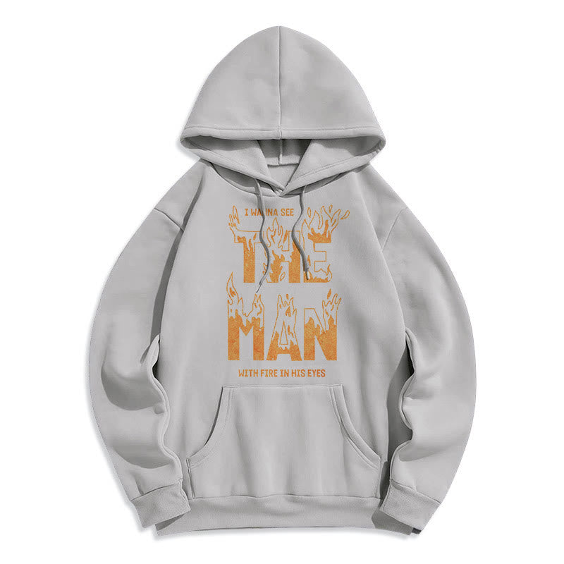 Christianartworkshop Sweat à capuche en polyester doublé polaire « L'homme aux yeux de feu » (style citation) - Gris - 2XL - image 16