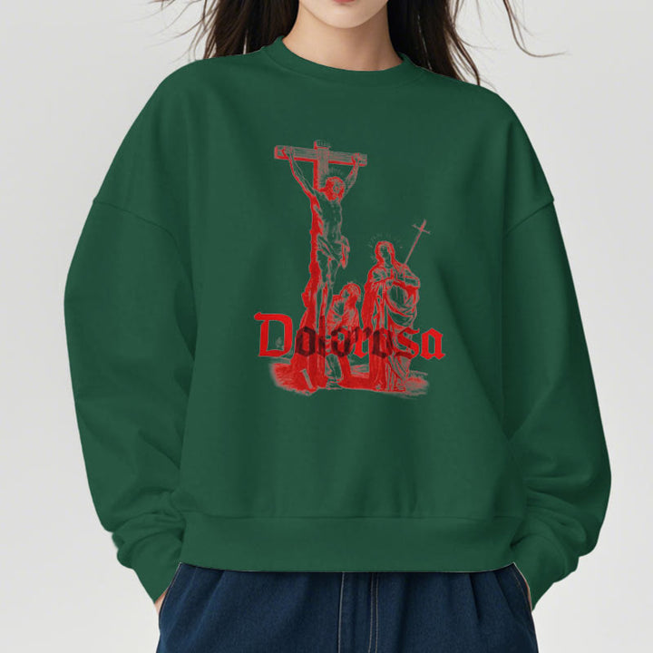 Sweat-shirt en polyester doublé polaire style classique Dolorosa Crucifix Jesus Sacred Faith, signé Christianartworkshop - image 12