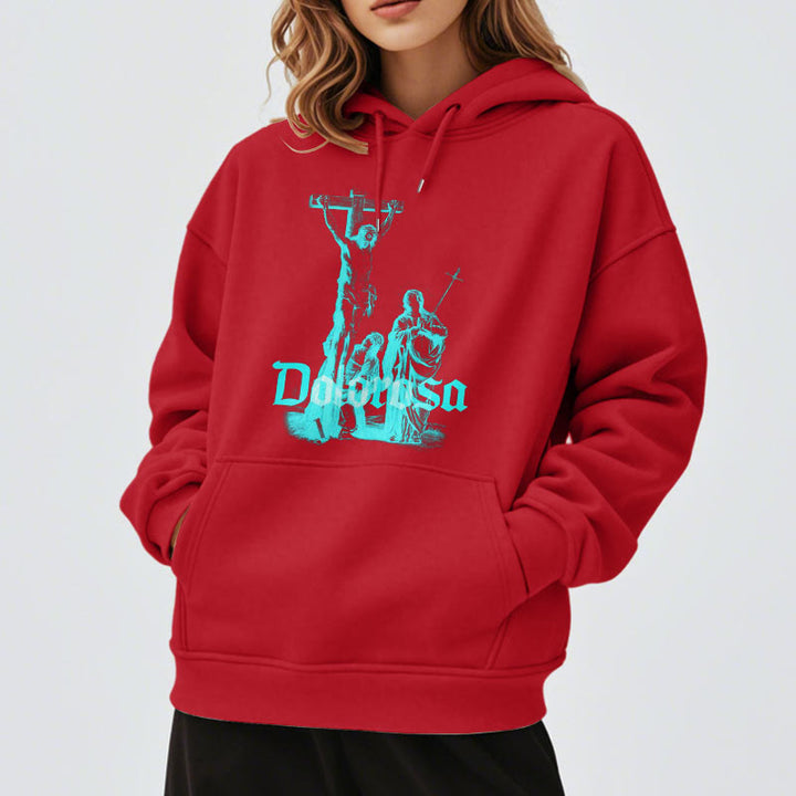 Christianartworkshop Sweat à capuche en polyester doublé polaire style classique Dolorosa Crucifix Jésus Foi sacrée - image 18