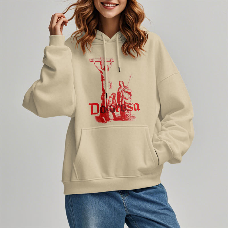 Christianartworkshop Sweat à capuche en polyester doublé polaire style classique Dolorosa Crucifix Jésus Foi sacrée - image 4