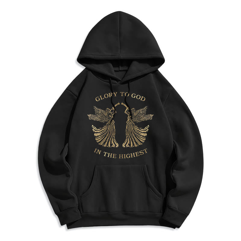 Christianartworkshop Sweat à capuche en polyester doublé polaire, style classique, avec l'inscription « Gloire à Dieu au plus haut des anges ». - Noir - 2XL - image 6