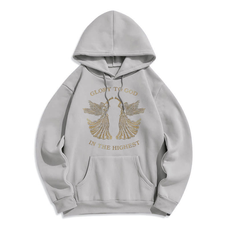 Christianartworkshop Sweat à capuche en polyester doublé polaire, style classique, avec l'inscription « Gloire à Dieu au plus haut des anges ». - Gris - 2XL - image 16