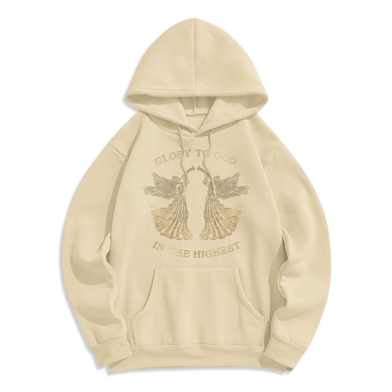 Christianartworkshop Sweat à capuche en polyester doublé polaire, style classique, avec l'inscription « Gloire à Dieu au plus haut des anges ». - Beige - 2XL - image 10