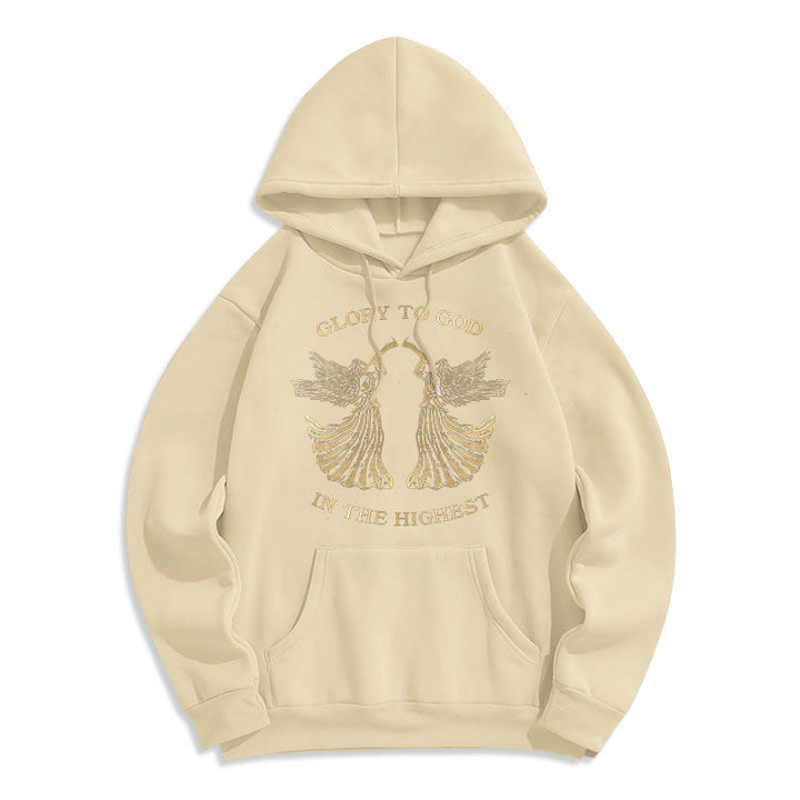 Christianartworkshop Sweat à capuche en polyester doublé polaire, style classique, avec l'inscription « Gloire à Dieu au plus haut des anges ». - Beige - 2XL - image 10