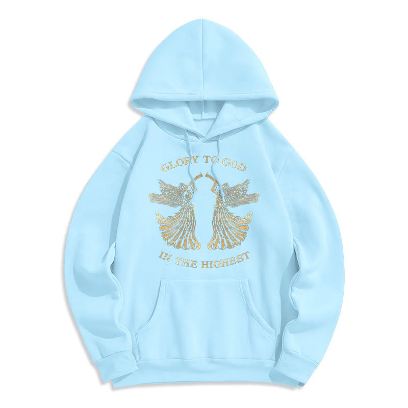 Christianartworkshop Sweat à capuche en polyester doublé polaire, style classique, avec l'inscription « Gloire à Dieu au plus haut des anges ». - Bleu - 2XL - image 0