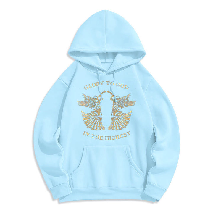 Christianartworkshop Sweat à capuche en polyester doublé polaire, style classique, avec l'inscription « Gloire à Dieu au plus haut des anges ». - Bleu - 2XL - image 0